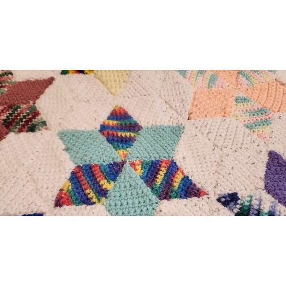 Handmade Crochet Afghan Blanket KING Granny Cottage Heirloom Farmhouse Decor - Picture 14 of 16